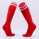 Children Football Socks Boys Soccer Sock Kid Above Knee Plain Socks Long Soccer Stockings Men Over Knee High Sock, Size:Kids Size(Red)