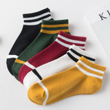 20 Pairs College Wind Striped Boat Socks Women Casual Cute Socks(Black)