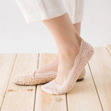 Summer  Girl Silica Gel Lace Boat Socks Invisible Cotton Sole Non-slip Antiskid Slippers Anti-Slip Sock(Pink)