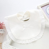 3 PCS Newborn Lace Bow Baby Bibs Infant Saliva Towels(White)