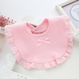 3 PCS Newborn Lace Bow Baby Bibs Infant Saliva Towels(Pink)