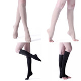 Unisex Shaping Elastic Socks Secondary Tube Decompression Varicose Stockings, Size:XL(Black Color - Open Toe)