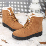 Ladies Cotton Shoes Plus Velvet Snow Boots, Size:36(Khaki)