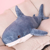 Plush Stuffed Toy Shark Kids Toys Boys Girls Animal Reading Pillow for Birthday Gifts, Height:100cm(Blue)