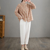 Plaid Long Sleeve Shirt (Color:Red Size:L)