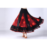 Sequin Flower Swing Modern Dance Skirt (Color:Black Flower+Red Size:Free Size)