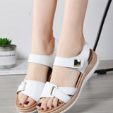 Simple and Versatile Non-slip Wear-resistant Flat Bottom Sandals for Women (Color:White Size:39)