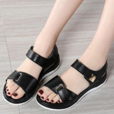 Simple and Versatile Non-slip Wear-resistant Flat Bottom Sandals for Women (Color:Black Size:37)