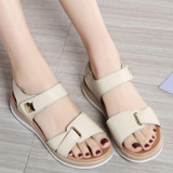 Simple and Versatile Non-slip Wear-resistant Flat Bottom Sandals for Women (Color:Beige Size:35)