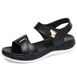 Simple and Versatile Non-slip Wear-resistant Flat Bottom Sandals for Women (Color:Black Size:39)