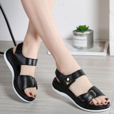 Simple and Versatile Non-slip Wear-resistant Flat Bottom Sandals for Women (Color:Black Size:36)