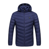 USB Heated Smart Constant Temperature Hooded Warm Coat for Men and Women (Color:Dark Blue Size:XXL)