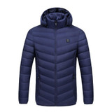 USB Heated Smart Constant Temperature Hooded Warm Coat for Men and Women (Color:Dark Blue Size:M)