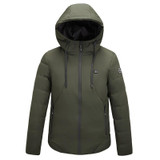 Men and Women Intelligent Constant Temperature USB Heating Hooded Cotton Clothing Warm Jacket (Color:Army Green Size:4XL)