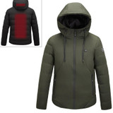 Men and Women Intelligent Constant Temperature USB Heating Hooded Cotton Clothing Warm Jacket (Color:Army Green Size:6XL)