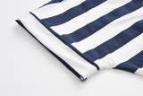Slim-fit Waist Slimming Round Neck Striped Belt Dress (Color:Pinstripe Black Size:XXXL)