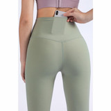 One Piece High Waist Tight Yoga Pants (Color:Palm Court Size:S)