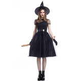 Cosplay Costume Black Gauze Witch Costume Temperament Night Ghost Game Costume (Color:Black Size:L)