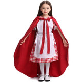 Little Red Riding Hood Parent Child Fairy Tale Drama Performance Costume Little Red Riding Hood Dress Little Maid Two Dress Halloween Costume (Color:Cape+Maid Size:XS)