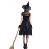 Cosplay Costume Black Gauze Witch Costume Temperament Night Ghost Game Costume (Color:Black Size:XXL)