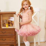 Girls Sling Puffy Solid Color Dress (Color:Ice Cream Color Size:130)