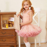 Girls Sling Puffy Solid Color Dress (Color:Ice Cream Color Size:120)