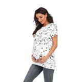 Tie-dye Short-sleeved T-shirt Plus Size Maternity Wear (Color:White Size:XXL)