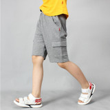 Boys Cotton Casual Overalls Shorts (Color:Iron Grey Size:130cm)