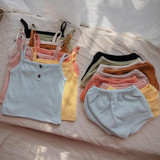 Baby Camisole Triangle Shorts Homewear Two-piece Suit (Color:Apricot Size:70cm)