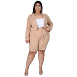 Pure Color Sexy Temperament Fashion Casual Suit (Color:Beige Size:XL)