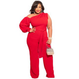 Women Plus Size Sweatpants Wide Leg Pants (Color:Red Size:XL)