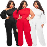 Women Plus Size Sweatpants Wide Leg Pants (Color:Red Size:XL)