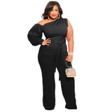 Women Plus Size Sweatpants Wide Leg Pants (Color:Black Size:XXL)