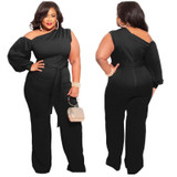 Women Plus Size Sweatpants Wide Leg Pants (Color:Black Size:XXXXL)