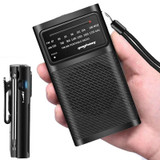 J-180 Portable Pointer FM/AM Two-Band Radios With Carrying Clip, Style: Regular Version(Black)