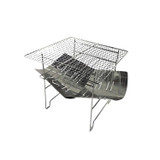 Outdoor Camp Portable Folding Stainless Steel Barbecue Charcoal Grill + Wire Mesh (Silver)