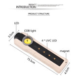 1902C 3 Lighting Mode Flashlight Rechargeable Lantern Disinfection Light UVA+UVC Antisepsis Lamp