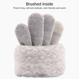 Winter Touch Screen Gloves Women Men Warm Stretch Knit Mittens Imitation Wool Thicken Full Finger Gloves(B-Grey)