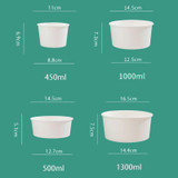 1100ml Disposable Single PE Laminated Paper Bowl Round Soup Bowl Packed Fast Food Boxes(Mouth Cup Paper Bowl)