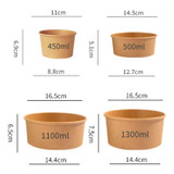 1300ml Disposable Single PE Laminated Paper Bowl Round Soup Bowl Packed Fast Food Boxes(Vellum Bowl)