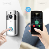 M4 720P Smart WIFI Ultra Low Power Video PIR Visual Doorbell with 3 Battery Slots,Support Mobile Phone Remote Monitoring & Night Vision & 166 Degree Wide-angle Camera Lens (Silver)