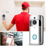 M4 720P Smart WIFI Ultra Low Power Video PIR Visual Doorbell with 3 Battery Slots,Support Mobile Phone Remote Monitoring & Night Vision & 166 Degree Wide-angle Camera Lens (Silver)