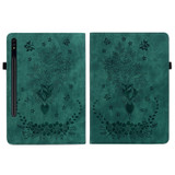 For Samsung Galaxy Tab S7 / S8 Butterfly Rose Embossed Leather Tablet Case(Green)