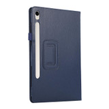 For Samsung Galaxy Tab S9 Ultra Litchi Texture Leather Tablet Case with Holder(Dark Blue)