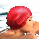 Silicone Ear Protection Waterproof Swimming Cap for Adults with Long Hair(Purple)