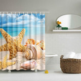 2 PCS Colorful Beach Conch Starfish Shell Polyester Washable Bath Shower Curtains, Size:180X200cm(Big Shell)