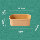 750ml Disposable Kraft Paper Lunch Box Rectangular Round Corner Takeaway Packaging Boxes(K28 Vellum Bowl)