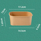 1000ml Disposable Kraft Paper Lunch Box Rectangular Round Corner Takeaway Packaging Boxes(K28 Vellum Bowl)