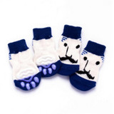 2 Pairs Cute Puppy Dogs Pet Knitted Anti-slip Socks, Size:S (Blue Beard)