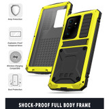 For Samsung Galaxy S21 Ultra 5G R-JUST Shockproof Waterproof Dust-proof Metal + Silicone Protective Case with Holder(Yellow)